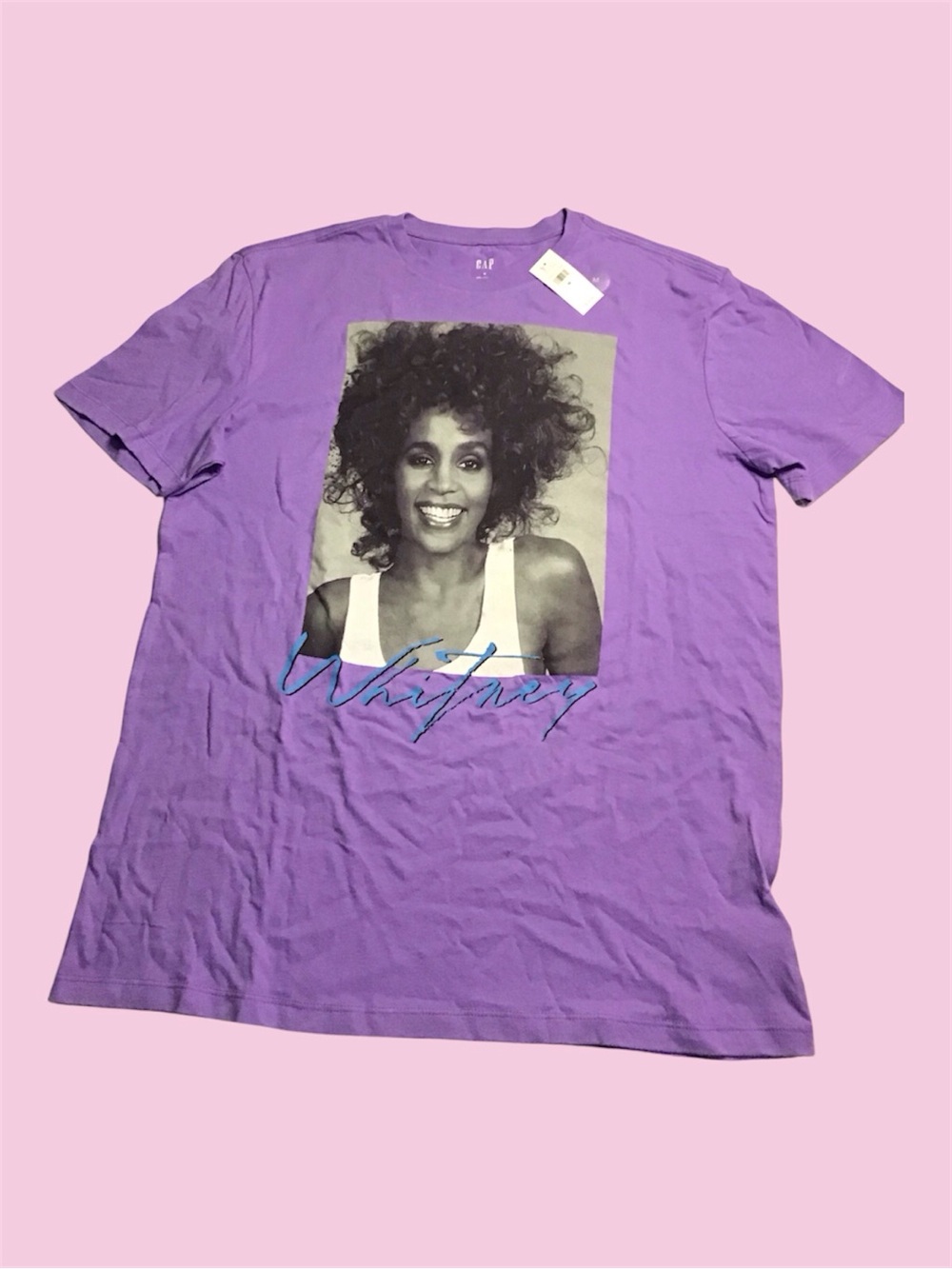 GAP Purple Short-Sleeve whiney Houston signature Graphic Tee NWT